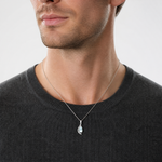 14k White Gold Aquamarine and Diamond Pendant - Model Shot