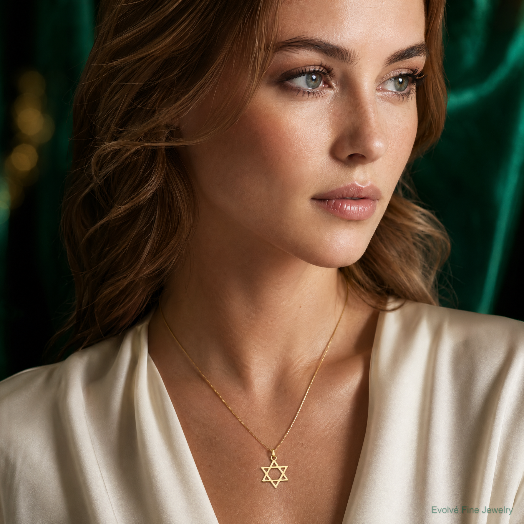14k Star of David Pendant - Model Shot