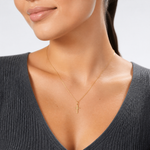 14k Small Cross Charm - Model Shot