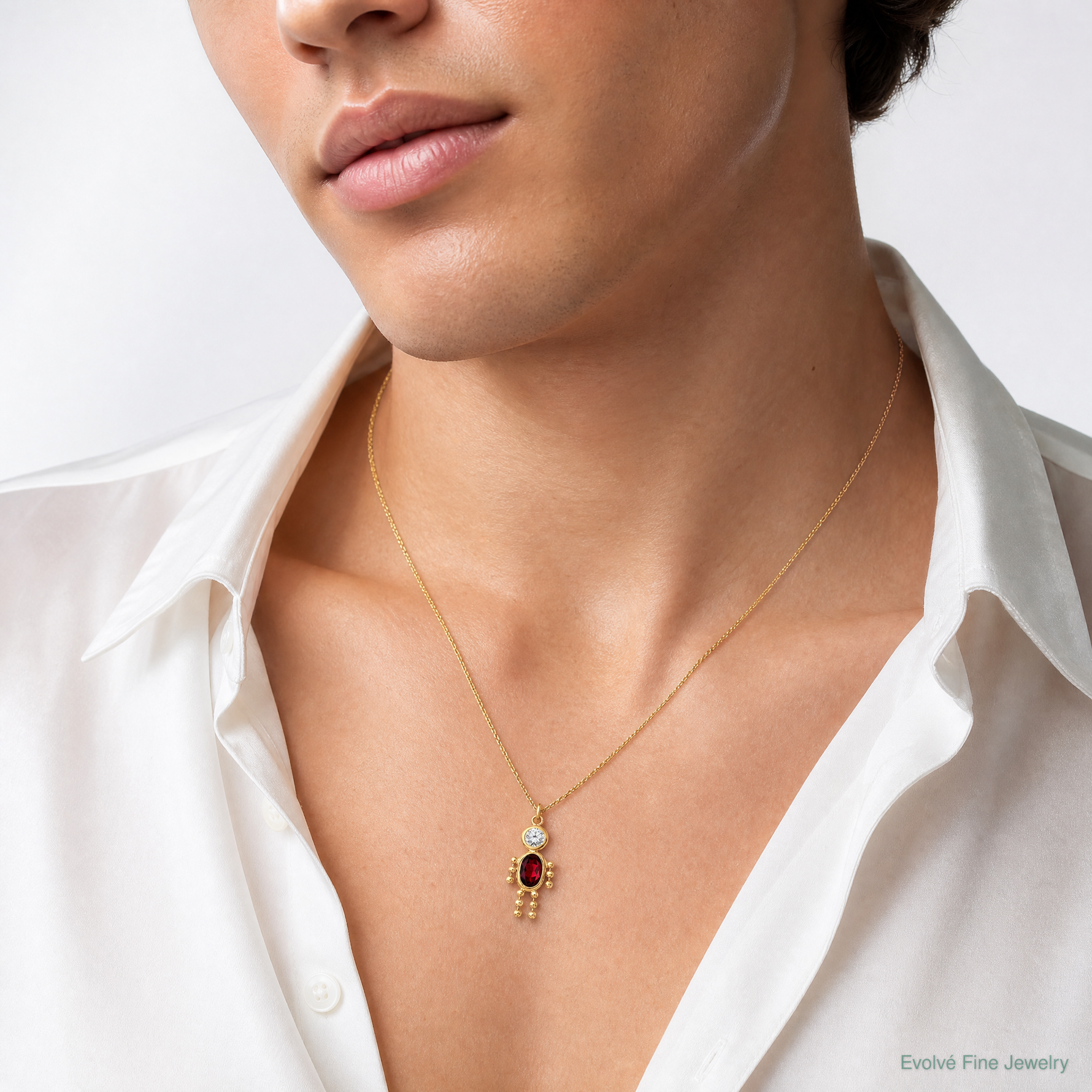 14k January Boy Birthstone Charm - Model Shot