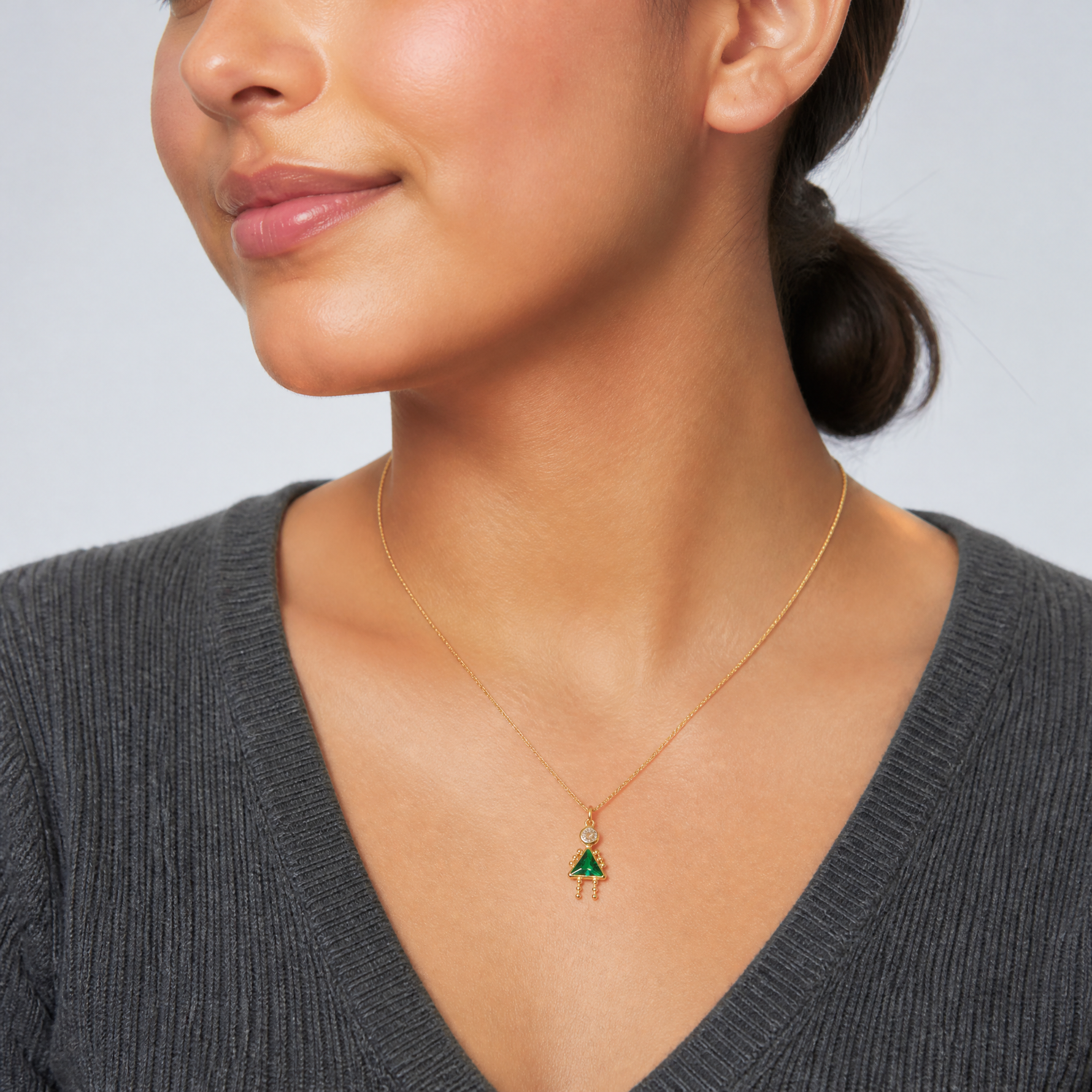 14k May Girl Birthstone Charm - Model Shot