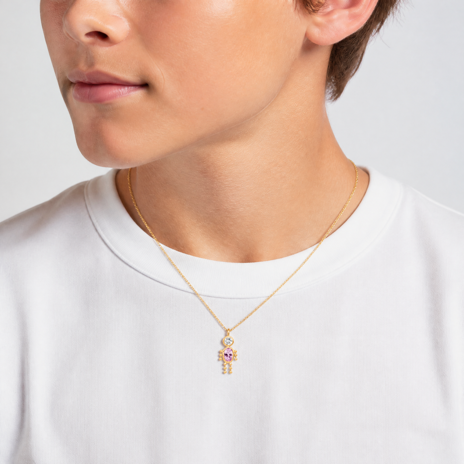 14k June Boy Birthstone Charm - Model Shot
