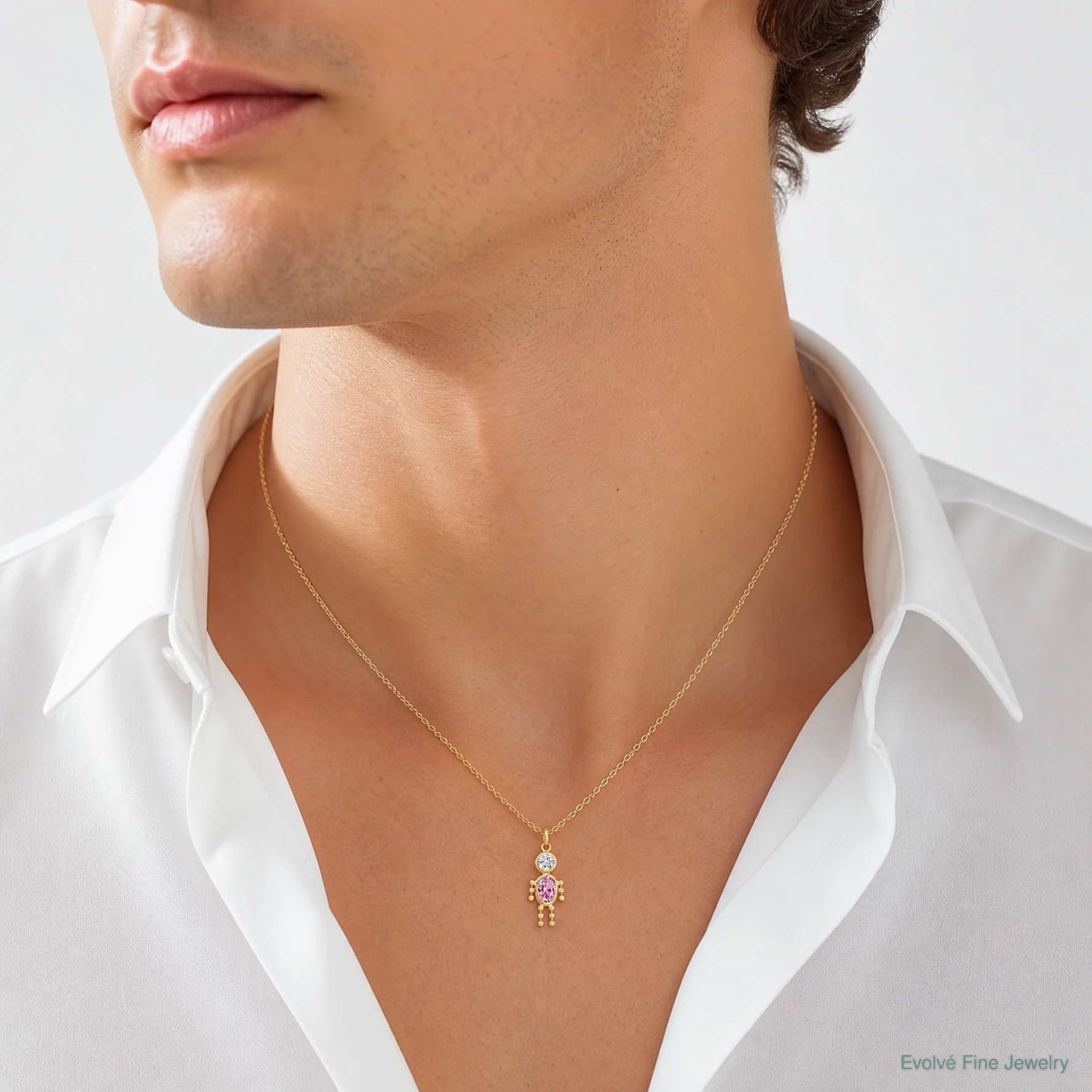 14k October Boy Birthstone Charm - Model Shot