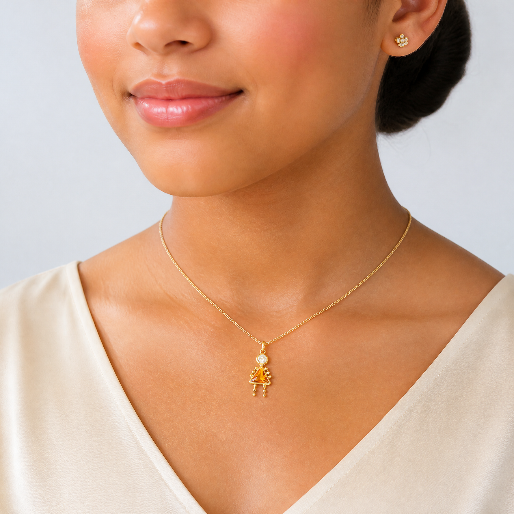 14k November Girl Birthstone Charm - Model Shot