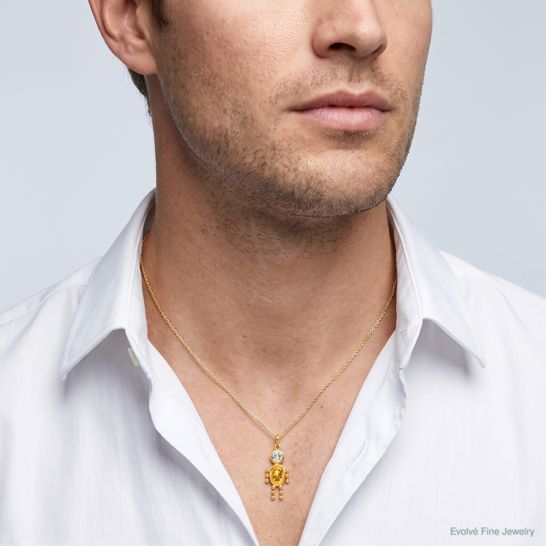 14k November Boy Birthstone Charm - Model Shot