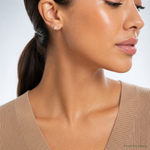 14k 5mm Square CZ Post Earrings - Model Shot