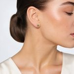 14k White Gold 5mm Peridot Earrings - Model Shot