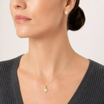 14k 6-7mm White Button FWC Pearl Earring and Pendant Set - Model Shot
