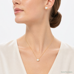 14k 5-6mm White Button FWC Pearl Earring and Pendant Set - Model Shot