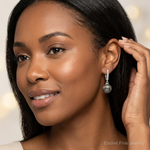 14K WG 9-10mm Round Saltwater Cultured Tahitian Pearl Diam Dangle Earrings - Model Shot