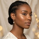 14K 5-6mm Round White FWC Pearl Hoop Earrings - Model Shot