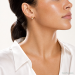 14k Polished Freshwater Cultured Pearl J-Hoop Earrings - Model Shot