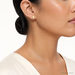 14k Polished 6-7mm Button Freshwater Cultured Pearl Post Earrings - Model Shot