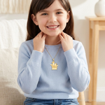 14k Big Boy and Little Girl Engravable Charm - Model Shot