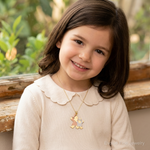 14k Tri-Color Big Girl and Little Boy Engravable Charm - Model Shot
