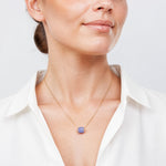 14K Polished Lavender Jade Oval Bead Slide Pendant - Model Shot
