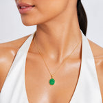 14K Polished Jade Oval Pendant - Model Shot