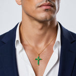 14K Polished Jade X Cross Pendant - Model Shot