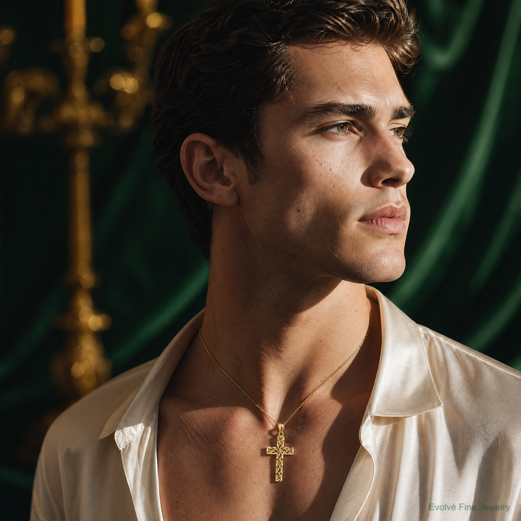 14k Cross Pendant - Model Shot