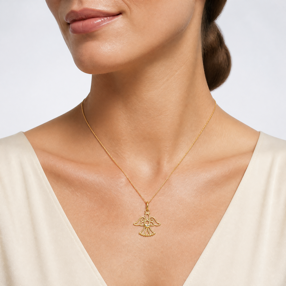 14k Angel Charm - Model Shot