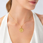 14k Matka Boska Czestochowska Reversible Medal Hollow Pendant - Model Shot
