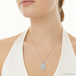 14k White Gold Polished/Satin Miraculous Medal Hollow Pendant - Model Shot
