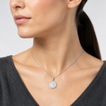 14k White Gold Polished/Satin St Christopher Medal Hollow Pendant - Model Shot
