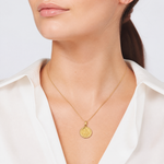 14k Polished and Satin St Michael Medal Hollow Pendant - Model Shot