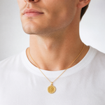 14k Polished and Satin St Peregrine Medal Hollow Pendant - Model Shot