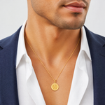 14k Polished and Satin St Theresa Medal Hollow Pendant - Model Shot