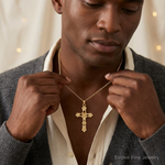 14k Polished Budded Cross Pendant - Model Shot