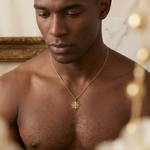 14k Polished Jerusalem Cross Pendant - Model Shot