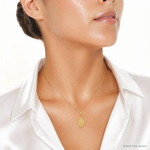 14k Gold Polished Small Cross Medal Pendant - Model Shot