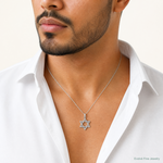 14k White Gold Diamond Star of David Pendant - Model Shot