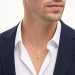 14k Polished Beaded CZ Cross Charm - Model Shot