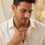 14K Diamond-cut Cross Pendant - Model Shot