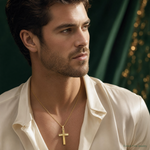 14k Polished Latin Cross Pendant - Model Shot