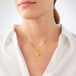 14k Hollow Polished/Satin Small Jesus Cross Medal - Model Shot
