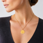 14k Solid Polished/Satin Large Round St. Christopher Medal - Model Shot