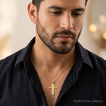 14K Diamond-cut Cross Pendant - Model Shot
