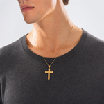 14K Nugget Cross Pendant - Model Shot