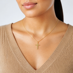 14K Nugget Cross Pendant - Model Shot