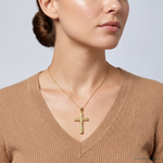 14K Nugget Cross Pendant - Model Shot