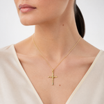 14k Hollow Crucifix Pendant - Model Shot