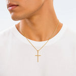 14K Polished Cross Pendant - Model Shot