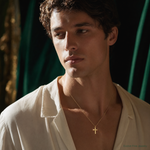 14k Small Cross Charm - Model Shot