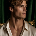 14k Small Cross Charm - Model Shot