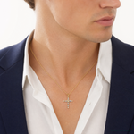 14k Polished Fancy CZ Cross Pendant - Model Shot