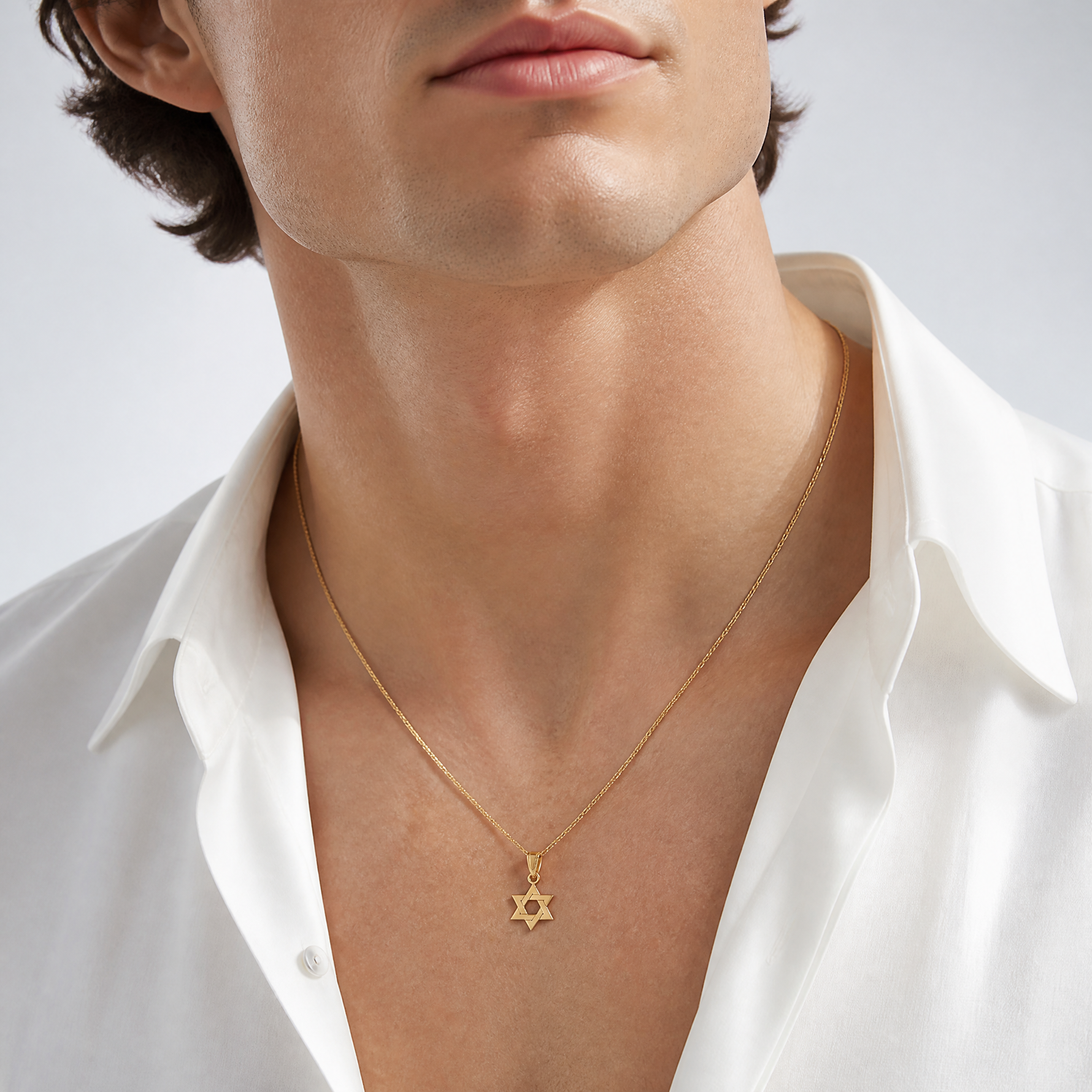 14k Star of David Pendant - Model Shot