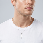14k White Gold Polished Cross Charm - Model Shot
